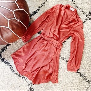 Club L London Pink Mauve Satin Silk Wrap Dress